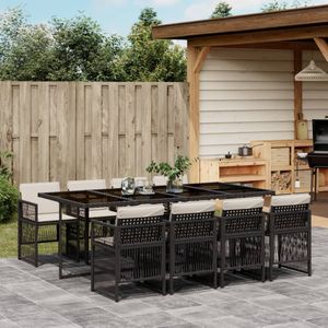 vidaXL - 9-delige - Tuinset - poly - rattan - zwart