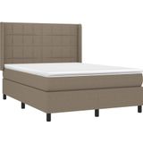 vidaXL Boxspring met matras stof taupe 140x190 cm