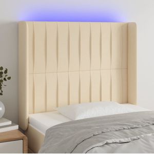 VidaXL Hoofdbord LED 93x16x118/128 cm - Stof Crèmekleurig