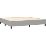 vidaXL Boxspring met matras stof lichtgrijs 200x200 cm