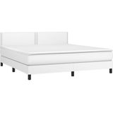 vidaXL Boxspring met matras en LED kunstleer wit 160x200 cm