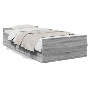 vidaXL Bedframe met lades bewerkt hout grijs sonoma eiken 75x190 cm