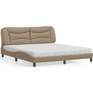 vidaXL Bed met matras kunstleer cappuccinokleurig 180x200 cm