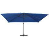 VidaXL Zweefparasol LED-verlichting 400x300 cm - Azuurblauw