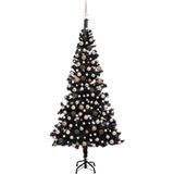 vidaXL Kunstkerstboom met verlichting en kerstballen 210 cm PVC zwart