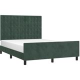 vidaXL Bedframe met hoofdeinde fluweel donkergroen 140x190 cm