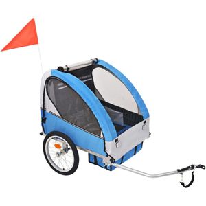 vidaXL Fietstrailer 30 kg grijs en blauw