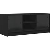 vidaXL Tv-meubel met glazen deuren 102x37x42 cm zwart