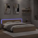 vidaXL Bedframe met hoofdeinde en LED sonoma eikenkleurig 180x200 cm