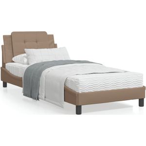 vidaXL Bed met matras kunstleer cappuccinokleurig 90x190 cm