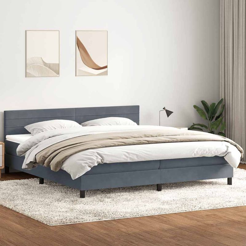 vidaXL Boxspring met matras fluweel donkergrijs 200x210 cm