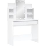 vidaXL Kaptafel met LED-verlichting 96x40x142 cm hoogglans wit