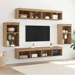 vidaXL - TV Wandmeubels - Artisan Eiken - Bewerkt Hout - 8-delig