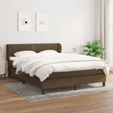 VidaXL Boxspring met Matras - Stof Donkerbruin - 140x200 cm