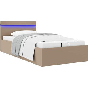 vidaXL Bedframe met opslag en LED kunstleer cappuccino 90x200 cm