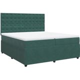 vidaXL Boxspring met matras fluweel donkergroen 200x200 cm