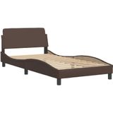 vidaXL Bedframe met hoofdbord kunstleer bruin 100x200 cm