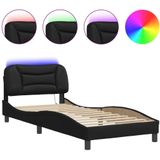 vidaXL Bedframe met LED-verlichting kunstleer zwart 90x190 cm