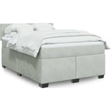 vidaXL Boxspring met matras fluweel lichtgrijs 140x200 cm