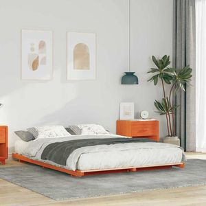 vidaXL Bedframe Wasbruin 160 x 210 cm Massief grenenhout