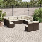 vidaXL 11-delige Loungeset met kussens poly rattan bruin