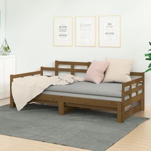vidaXL Slaapbank uitschuifbaar grenenhout honingbruin 2x(90x200) cm