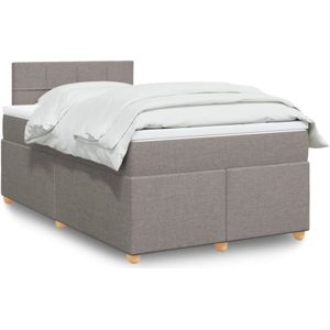 vidaXL Boxspring met matras stof taupe 120x190 cm