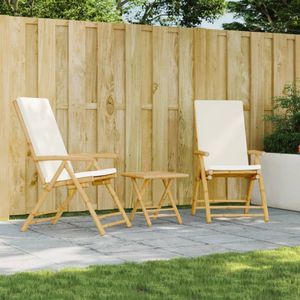 vidaXL - Tuinstoelen - 2 - st - inklapbaar - met - kussens - bamboe