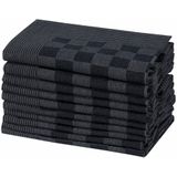 vidaXL Keukendoeken - 10 stuks - 50x70 cm - katoen - zwart en grijs