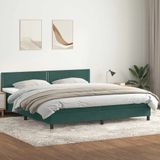 vidaXL Boxspring met matras fluweel donkergroen 200x210 cm