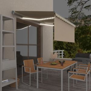 vidaXL Luifel handmatig uittrekbaar rolgordijn en LED 3,5x2,5 m crème