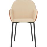 VidaXL Eetkamerstoelen 2 st. Stof en Kunstleer Crèmekleurig