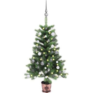 vidaXL Kunstkerstboom met verlichting en kerstballen 90 cm groen