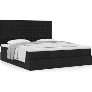 vidaXL Ottoman bed met matrassen 180x200cm stof zwart