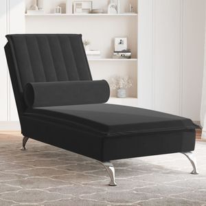 vidaXL Massage chaise longue met bolster fluweel zwart