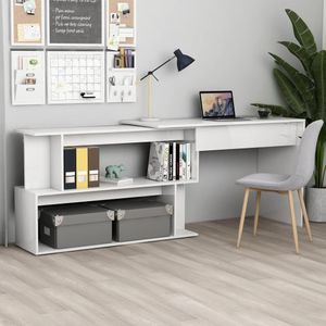 vidaXL Hoekbureau 200x50x76 cm bewerkt hout hoogglans wit