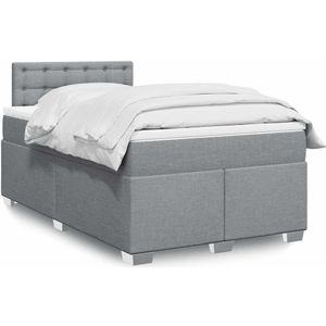 vidaXL Boxspring met matras stof lichtgrijs 120x190 cm