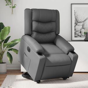 vidaXL Sta-op-stoel elektrisch kunstleer grijs
