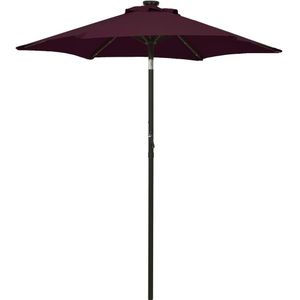 vidaXL Parasol met LED-verlichting 200x211 cm aluminium bordeauxrood