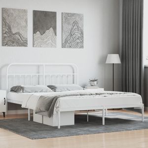 VidaXL Bedframe met Hoofdbord Metaal Wit 183x213 cm