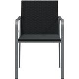 vidaXL Tuinstoelen 6 st met kussens 56x59x84 cm poly rattan zwart