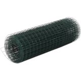 vidaXL Kippengaas 25x0,5 m staal met PVC coating groen