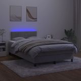 vidaXL Boxspring met matras en LED fluweel lichtgrijs 120x200 cm