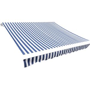 vidaXL - Luifeldoek - 450x300 - cm - canvas - blauw - en - wit