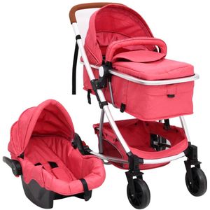 vidaXL Kinderwagen 3-in-1 aluminium rood