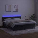 vidaXL Boxspring met matras en LED fluweel zwart 180x200 cm