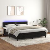 vidaXL Boxspring met matras en LED fluweel zwart 180x200 cm