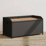 vidaXL Opbergbankje 100x50x52 cm poly rattan en acaciahout zwart