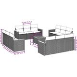 vidaXL 13-delige Loungeset met kussens poly rattan grijs