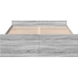 vidaXL Bedframe met lades bewerkt hout grijs sonoma eiken 120x200 cm